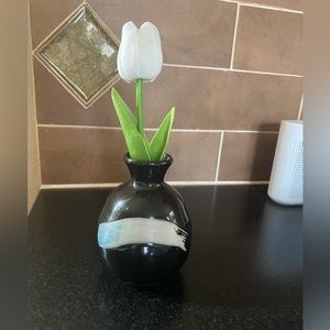 Japanese Mini Flower Vase Ceramic Black Bud Minimalist Decor Kotobuki